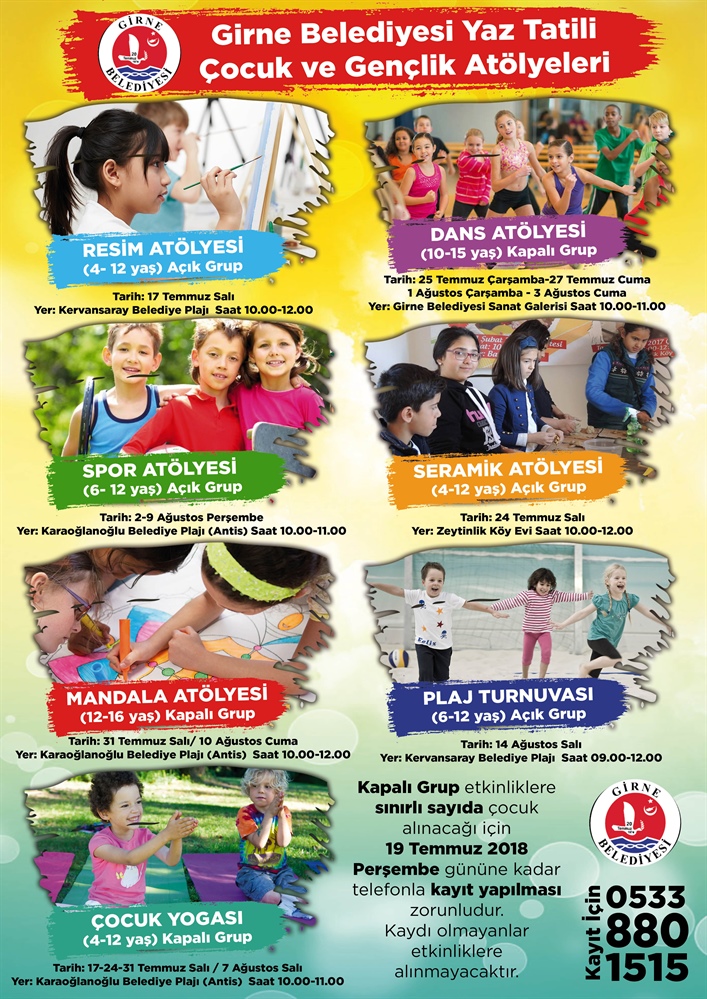 Girne Belediyesi “Yaz Tatili Çocuk ve Gençlik Atölyeleri” düzenliyor