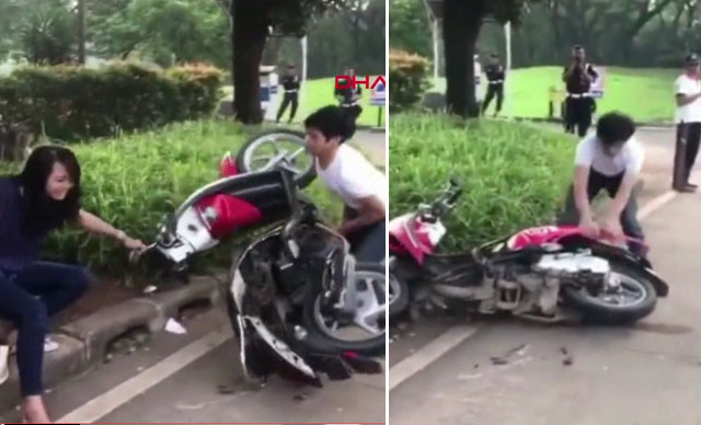 Trafik cezasına kızdı, motosikletini parçaladı