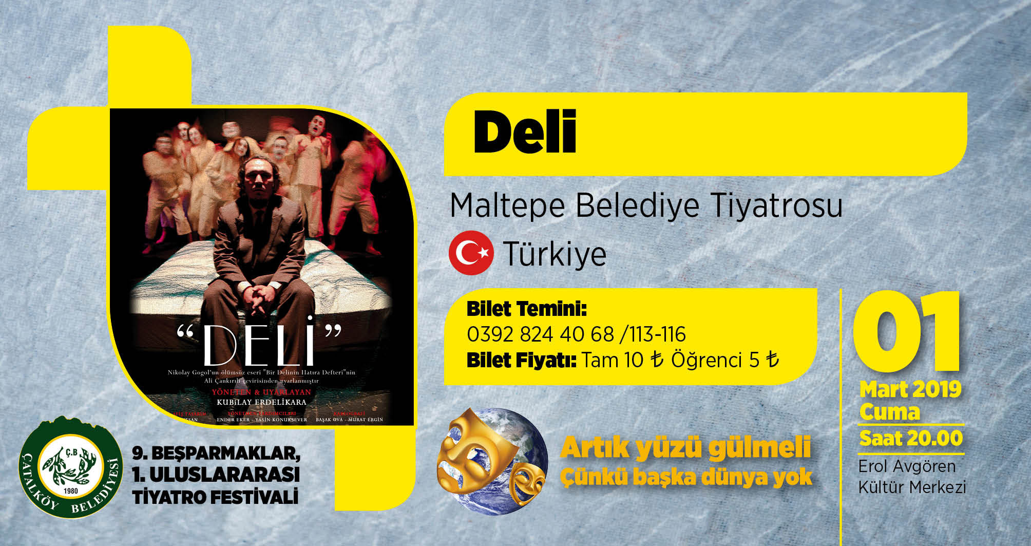 Uluslararası Beşparmaklar Tiyatro Festivali, bugün “Deli” adlı oyunuyla başlayacak