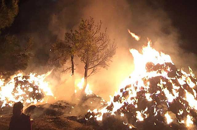 Kalkanlı'da yangın: 40 torba saman yandı