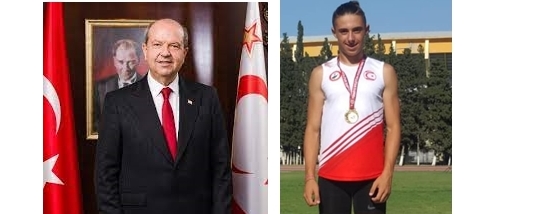 Cumhurbaşkanı Tatar, Türkiye Şampiyonu olan Kıbrıslı Türk atlet Taygun Artan Özcihan’ı kutladı