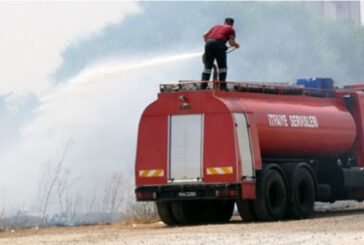 Kanlıköy'de birbirine çarpan elektrik telleri yangına neden oldu