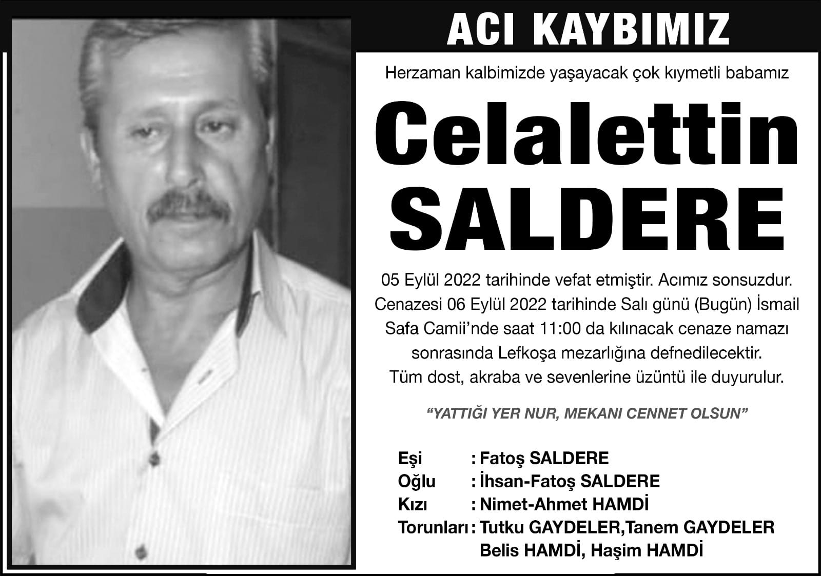 Celalettin Saldere hayatını kaybetti