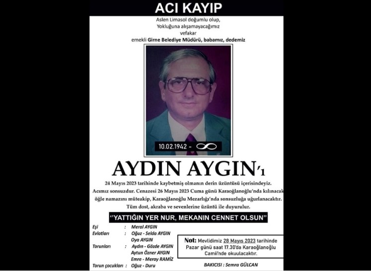 Girne Belediyesi emekli müdürlerinden Aydın Aygın hayatını kaybetti